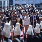 El presidente, Daniel Noboa, ingresando a la Asamblea Nacional para dar el informe a Ecuador sobre su gestión.