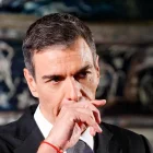 El presidente del Gobierno, Pedro Sánchez, ofrece una rueda de prensa en la Embajada de España en el Vaticano, este miércoles.