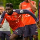 Jordy Caicedo en el entrenamiento de Ecuador para el duelo ante Arabia Saudita.