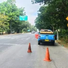 En el kilómetro 14,5 de vía a la costa se instalan los semáforos para el cruce a nivel de calzada.