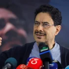 El candidato a la Presidencia de Colombia del partido Pacto Histórico, Iván Cepeda,  este 1 de junio, durante una rueda de prensa, en Bogotá (Colombia).