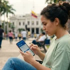 Ciudadano consulta información electoral en línea, mientras el CNE asegura la protección de datos y descarta intentos de hackeo en el proceso de votación.