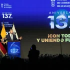 Miguel Ángel González, presidente de la Cámara de Comercio de Guayaquil, en el discurso por los 137 años del gremio.