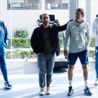 El cuerpo técnico de Barcelona SC, Rubens Valenzuela, preparador físico, Guillermo Almada y Darwin Quintana asistente técnico.