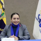 Diana Atamaint, expresidenta del CNE, durante una sesión oficial en Quito, al frente del organismo desde 2018.