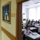 Foto de archivo de una clase en un internado para niñas en Moscú, Rusia.
