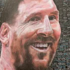 Mural de Lionel Messi en Buenos Aires: el campeón juega su sexto Mundial.