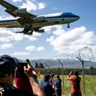 El Air Force One, en el que viaja el presidente de EE.UU., Donald Trump, aterriza en el aeropuerto de Ginebra para la cumbre del G7 de Evian, en Ginebra (Suiza), el 15 de junio de 2026.