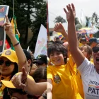 Combo de fotografías de archivo de los seguidores de los candidatos a la Presidencia de Colombia, Iván Cepeda y Abelardo de la Espriella.
