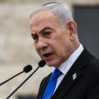 Imagen de archivo de Benjamín Netanyahu en un acto oficial, mientras hoy descarta retirar tropas del Líbano pese al pacto entre EE. UU. e Irán.