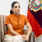 La viceministra de Turismo de Ecuador, María José Reshuan, habla durante una entrevista con EFE este viernes, en Nueva York (EE.UU.).