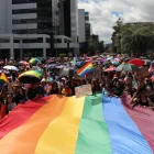 En la marcha por el Día del Orgullo Lgbtiq+, en Quito, en 2025.