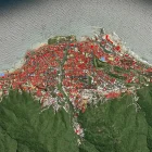 Mapa interactivo de la NASA que identifica en rojo edificios de Caraballeda, La Guaira, con más de 75 % de probabilidad de daños tras el terremoto.