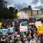 Manifestantes antigubernamentales participan en una concentración en Tel Aviv, Israel, el 2 de julio de 2026.