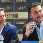 Miguel Montalvo (izq.) y Antonio Álvarez, dirigentes de Barcelona SC.
