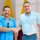 El prefecto de Guayas, Carlos Encalada (izquierda), y el alcalde de Samborondón, Juan José Yúnez, se reunieron este viernes 10 de julio de 2026.