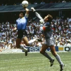 Diego Armando Maradona durante el partido de cuartos de final ante Inglaterra en el Mundial de México 1986.