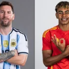 Lionel Messi y Lamine Yamal.