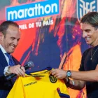 Sebastián Beccace (d), junto al presidente Francisco Egas en un de las últimas fotos en las que posaron como jefe y colaborador.