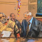 Representación gráfica de Ismael 'El Mayo' Zambada durante una audiencia en Estados Unidos.
