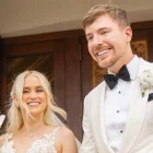MrBeast y Thea Booysen durante su ceremonia de matrimonio en una isla privada del Caribe.