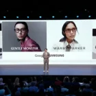 Presentación en escenario de las nuevas gafas inteligentes de Samsung, desarrolladas junto a Google, como parte del ecosistema Galaxy.