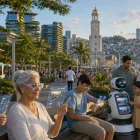 Así imaginamos a los guayaquileños dentro de 53 años: informándose mediante gafas inteligentes, pulseras holográficas, pantallas flexibles y robots, en una ciudad más segura, verde y conectada.