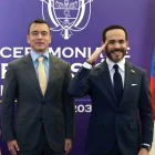 El presidente de Ecuador, Daniel Noboa, junto al presidente de Colombia, Abelardo de la Espriella, en acto oficial de posesión del mandatario colombiano.