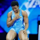 Génesis Reasco durante su participación en el Mundial de Lucha 2025, en Zagreb, Croacia.