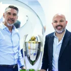 Miguel Montalvo visitó a Miguel Ángel Loor (d), presidente de Barcelona SC y LigaPro, respectivamente.