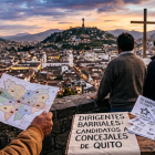 Una imagen representativa, generada con IA, sobre dirigentes barriales que son candidatos a concejales en Quito.