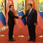 El presidente chino Xi Jinping recibió al mandatario ecuatoriano Daniel Noboa en el el Gran Palacio del Pueblo.