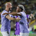 Independiente del Valle celebra su victoria ante Deportes Tolima por la Copa Libertadores.