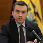 El presidente ecuatoriano expone su propuesta de cooperación portuaria en un acto oficial en Guayaquil.