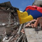 Ruinas de una floristería colapsada, afectada por el sismo de 7.4 de magnitud que azotó a Colombia el pasado 10 de agosto, en Cali (Colombia).