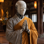 Un robot con apariencia de monje budista refleja cómo la inteligencia artificial se incorpora a prácticas espirituales en distintos países.