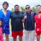 Roberto Ibáñez, viceministro de Deportes, durante una actividad relacionada con el sambo en Ecuador.