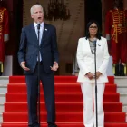 El secretario de Energía de Estados Unidos, Chris Wright, habla junto a la presidenta encargada de Venezuela, Delcy Rodríguez, durante una rueda de prensa.