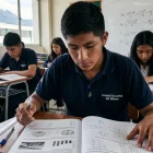Estudiantes ecuatorianos durante el desarrollo de pruebas de evaluación académica.