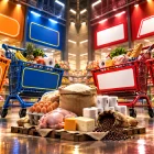 Un carrito con víveres básicos ilustra la competencia entre distintos formatos de tiendas de descuento y proximidad, donde el ahorro depende no solo del precio visible, sino también del tamaño y rendimiento de los productos.