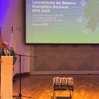 El ministro de Ambiente y Energía, Juan Carlos Blum, en la presentación del Balance Energético Nacional 2025, en Quito, este 23 de septiembre de 2026.
