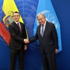 Daniel Noboa se reunió con Guterres en Nueva York para coordinar acciones contra el narcotráfico global.