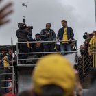Flavio Bolsonaro, candidato en las elecciones e hijo del expresidente brasileño Jair Bolsonaro, convoca a una manifestación en la Avenida Paulista el 7 de septiembre, en São Paulo, Brasil.