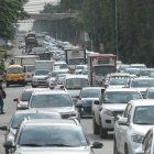 La vía a la Costa durante una fuerte carga vehicular.