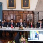 Delegados del Gobierno de Perú durante el encuentro de la Comunidad Andina en Quito, este miércoles 30 de septiembre.