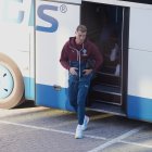 El delantero de la selección de Portugal Cristiano Ronaldo abandona donde entrenaba en Copenhage.