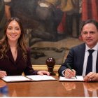 La presidenta de la Asamblea Nacional de Ecuador, Mishel Mancheno, y el presidente del Senado de Colombia, Honorio Henríquez.