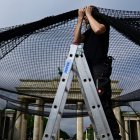 El 24 de agosto se instaló una red de protección contra drones en pleno centro de Berlín para concienciar sobre la fragilidad de la protección con la que viven los ucranianos.