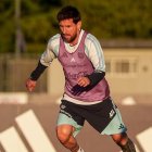 Lionel Messi en el último entrenamiento con la selección de Argentina, previo a su retiro el martes 6 de octubre.