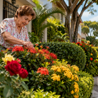 Referencial. Una vecina de Urdesa Central cuida el jardín que mantiene frente a su vivienda desde hace décadas.